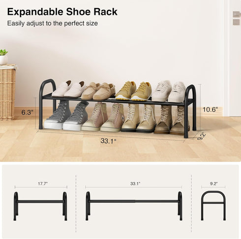 1-Tier Closet, 8 STO STO Expandable Shoe Organizer, Metal Shoe Rack for Up to Pairs Adjustable Storage for Front Door