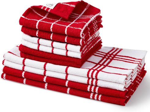 Encasa XO Kitchen Towels and Dish Cloths Sets | Red Combo Highly