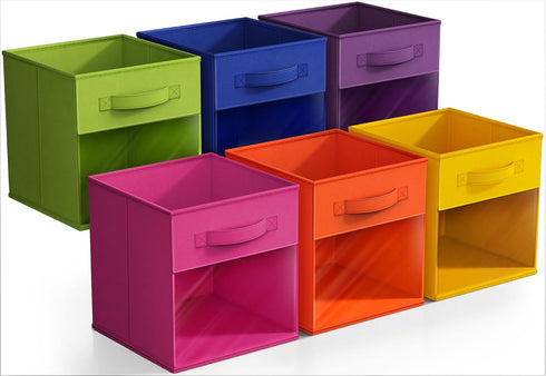 11 Inch 6 Closets Sorbus Storage Bins with Clear Window - Foldable Baskets for Organizing Clothes, Toys, Books - Sturdy