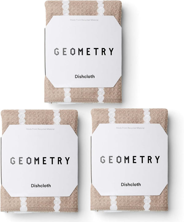 GEOMETRY Dishcloth Evergreen Collection Quick-Dry, Ultra-Absorbent, Reusable Microfiber Kitchen Towels for Drying