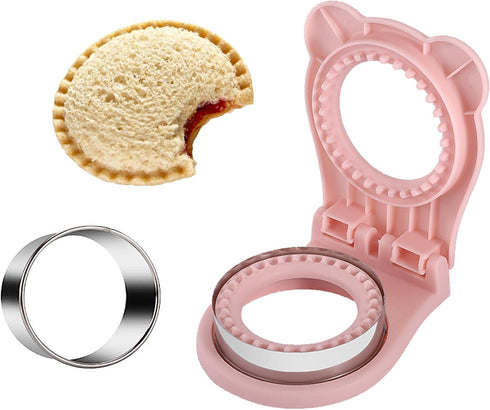 Sandwich Cutter and Sealer, Uncrustable Sandwich Maker for Kids Lunch, Pink