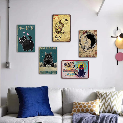 Black Pug Bathroom Metal Tin Sign - Wash Your Paws, Retro Wall Panel Art Decor for Home Bathroom Bar Cafe, 8x12 Inch