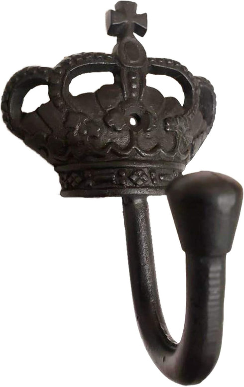 (1) 4.25" Imperial Crown Coat Hook - BB-249 - Black Wrought Iron Finish for Coats, Bags, Hand Towels, etc.