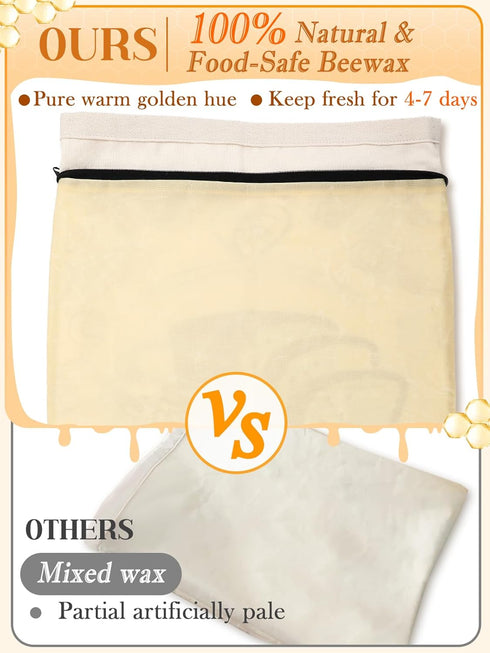2 13''x16.7'' 2 ANPHSIN pcs Natural Beeswax Bread Bags with Sealing Zipper - Reusable Sourdough Storage Wraps