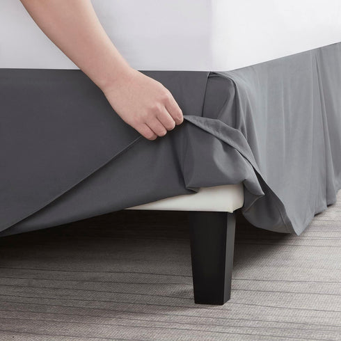 Nestl Dark Gray Bed Skirt Queen Size - 14 Inch Drop, Pleated Microfiber Hotel Quality