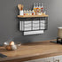 Metal Paper Towel Dispenser with Wood Lid, Wall Mounted & Countertop Tri-Fold Napkin Holder for Home Bathroom Kitchen