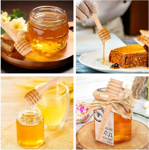 50 Pack 4 Inch Wooden Honey Dipper Sticks, Mini Honey Stirrer Stick, Small Honeycomb Stick for Honeys Jar Dispense