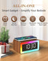 Digital Alarm Clocks for Bedrooms, Bluetooth Speaker, Alarm Clock with Wireless Charging, White/Brown Noise Sound