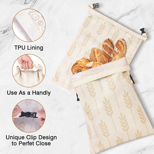 16.9"x12.6" 2 LAKE OF FIRE Reusable Bread Storage Bags for Homemade Bread with Reusable Bowl Covers,Large Sourdough