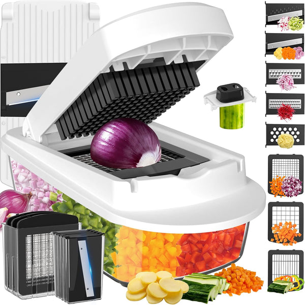8 Blade All-in-1 Vegetable Chopper Mandoline Slicer with Container, Food Chopper, Onion