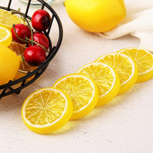 20pcs Mini Simulation Lemon Slices, Fake Plastic Fruit Model for Wedding Decoration, Photography Props, Basket Display