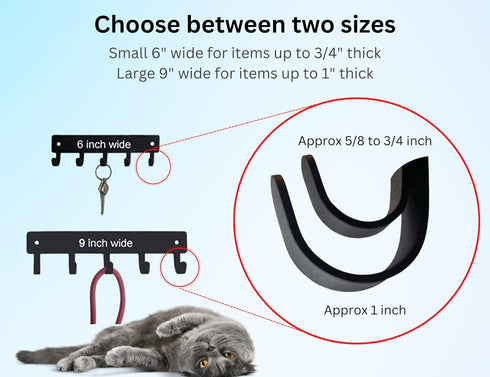 Cat #17 Key Rack, Small 6 inch Wide, Wall Mounted Holder for Home and Office