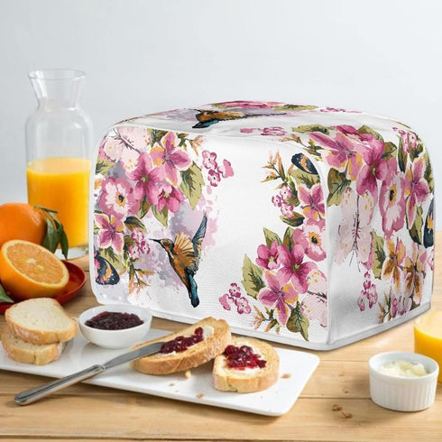 Hummingbird Flower Toaster Cover 4 Slice Washable Anti-Dust Small Appliance Cover Fits Most Standard Toasters