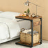 Vovonusy ET-YB-BR1 Wood Pedestal Small Sofa Side Table for Couch, Tall Nightstand, C Shaped End Table, TV Trays