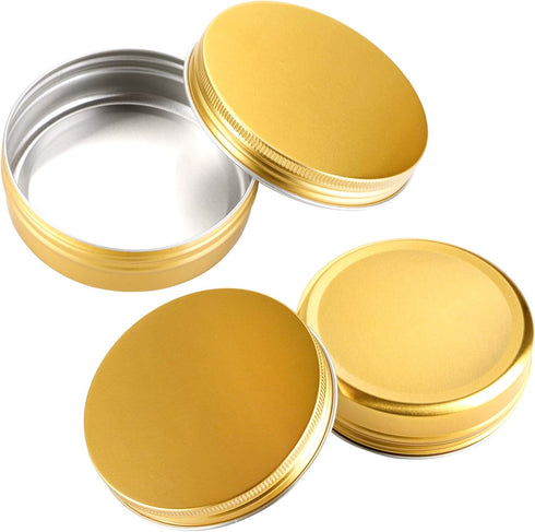 Foraineam 24 Pieces 4 oz Aluminum Round Tins, Golden Metal Storage Jars, Empty Spice Containers, Travel Tin Cans