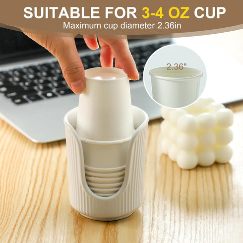 3-4oz Countertops Dobbyby Ceramic Bathroom Cup Dispenser with Stylish Vertical Stripes - Disposable Mouthwash Cup