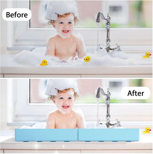 4 1Pack, Roslim Bathtub Splash Guard for Tub - Silicone Water Splash Guard with Suction Cups, Bath Toy Holder, Bathtub