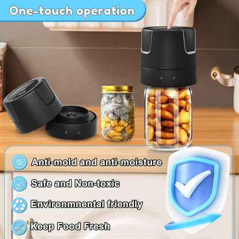 Electric Mason Jar Vacuum Sealer, Strong Suction Vacuum Sealing Machine with Regular and Wide Mouth Lids