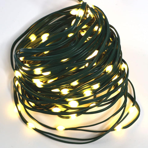 6hr QBIS Outdoor Christmas Lights - Fairy Lights Battery Operated with Small Warm White LEDs, Green Wire