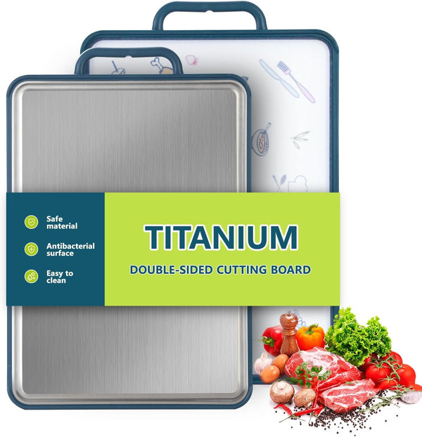 Yarrggu Titanium Cutting Board for Kitchen, Titanium & PP Double Sided Cutting Board