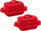 Chantal Ceramic Mini Butter Dish, Set of 2, 5 inch, True Red