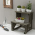 2 MyGift Tier Rustic Dark Gray Wood Desktop Plant Rack, Farmhouse Style Planter Stand, Desk Display Organizer, Standing