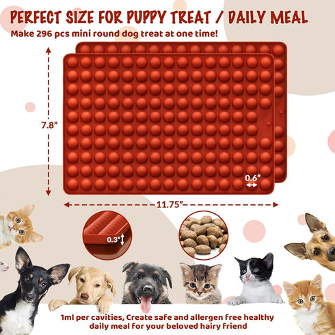 296 HKNMTT Mini Semi Sphere Shape Molds Silicone, Cavities Round Baking Moulds for Dog Treats Snack Candy Chocolate