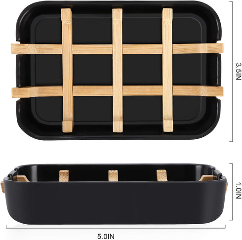 Bamboo Wooden Soap Dishes for Shower with Drainage for Bathroom Bar Soap Holder Soap Holder Sink Deck Bathtub Shower