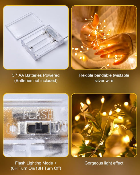 4 Pack 5 60 Fairy Lights Battery Operated, Feet LED Twinkle String Lights Waterproof Firecracker Starry Lights for DIY