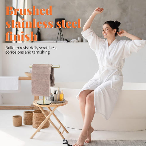 SUS304 Stainless Steel T-Shape Hand Towel Holder Stand for Bathroom, Kitchen or Vanity Countertop