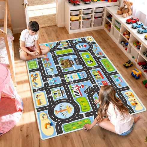 4'x6' 4'x6') Kids Carpet Car Rug Play Mat, Road Rug for Kids, City Life Educational Rugs with Non-Slip Road Traffic Rug