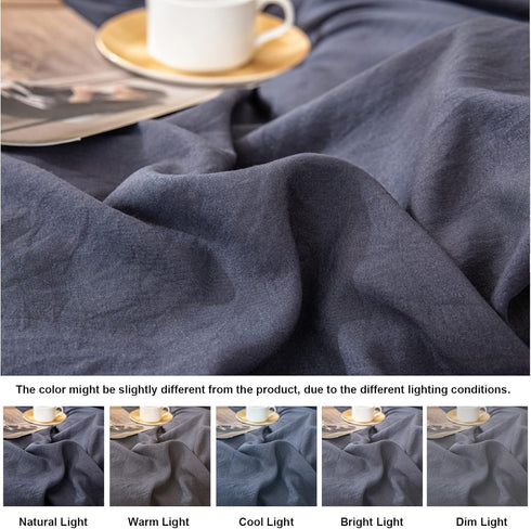 Navy Blue Pom Poms Pillowcases - Dark Blue Standard Queen 20x30 Inches Set of 2, 100% Washed Microfiber