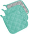 DII Basic Terry Collection Quilted Potholder, 100% Cotton, Aqua, 3 Piece