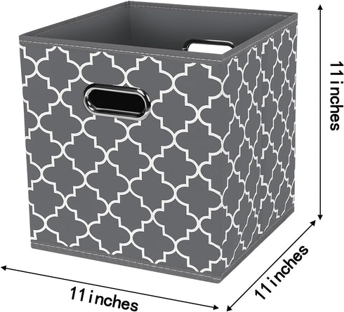 Fabric Cloth Storage Bins,Fabric Cube Organizer with Dual Handles Foldable Cube Storage Baskets for Home Bedroom Storage,Set of 3,(Gray Light)