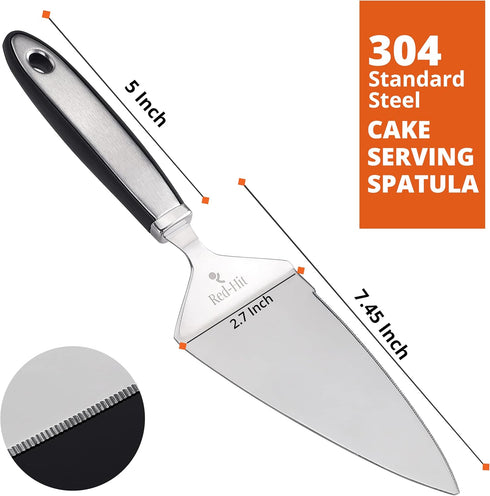 Cake Cutter and Pie Server, Stainless Steel Angled Spatula with Serrated Blade, Professional Wide Slicer for Cakes,