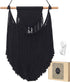 Black Macrame Wall Hanging - Handmade Boho Geometric Wall Decor for Apartment Bedroom Living Room (14" W x 18.5" L)