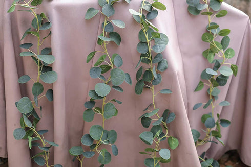 PARTY JOY 6Pcs Faux Silk Eucalyptus Garland, Artificial Vines for Wedding Backdrop Arch Wall Decor
