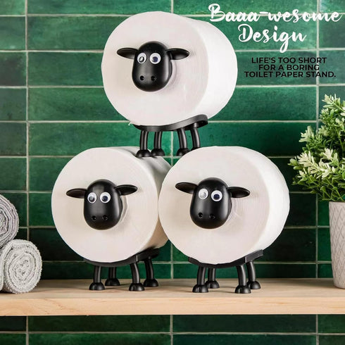 Generic (3) Sheep Toilet Paper Holder, Cute Paper Towel Storage Rack, Wall-Mounted Paper Towel Basket, Black