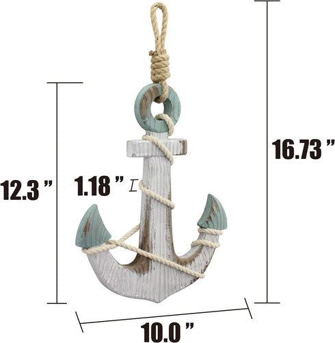 Stonebriar Anchor Wall Decor, Worn White, 1.00" x 9.50"