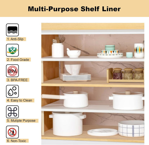 Shelf Liner, 12 Inches x 20 FEET Non-Slip Kitchen Cabinet Liner, Washable Oil-Proof Non-Adhesive Contact Paper for Kitchen Drawer, Cabinet, Shelves, Refrigerator, Storage, Desks, coutertops