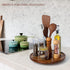 Lazy Susan Organizer for Table - 12 Inch Wooden Turntable - Acacia Wood Kitchen Spice Rack (2 Pack)