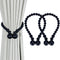 Magnetic Curtain Tiebacks, 2 Pack Curtain Tie Backs for Curtains, Wood Bead Curtain Holders for Boho Bedroom Decor,
