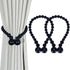 Magnetic Curtain Tiebacks, 2 Pack Curtain Tie Backs for Curtains, Wood Bead Curtain Holders for Boho Bedroom Decor,
