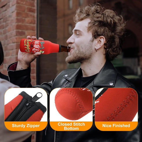 Summer Beer Bottle Insulator Sleeve with Zipper Neoprene Insulated Bottle Jackets Keep Warm and Cold Beer Sleeves