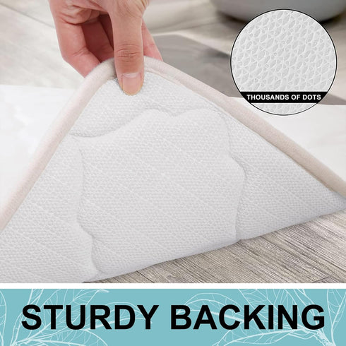 OLANLY Memory Foam Bath Mat Rug, Ultra Soft Non Slip Absorbent Bathroom Carpet, 36x24 Ivory