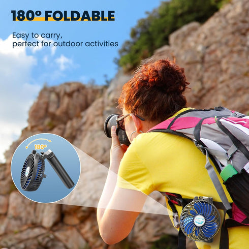 HandFan 5200mAh Portable Handheld Fan, Rechargeable with Power Bank, 3 Speeds, Foldable for Travel/Summer/Concerts