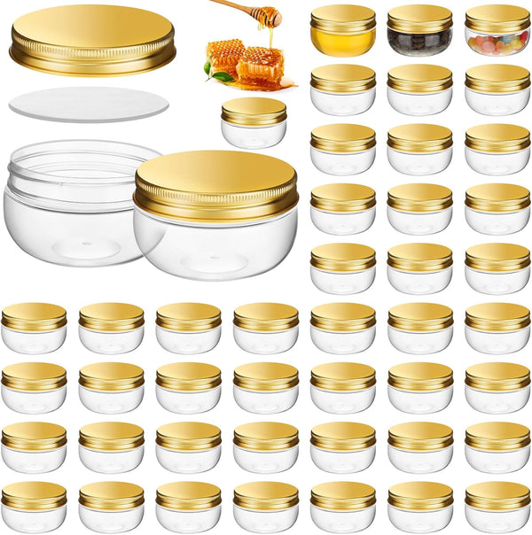 Suclain 50 Pcs 3 oz Mini Wide Mouth Plastic Mason Jars with