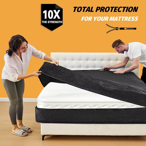 BETU Mattress Bags for Moving, Waterproof Mattress Protector Cover, Twin XL Size with Heavy-Duty Handles, Black