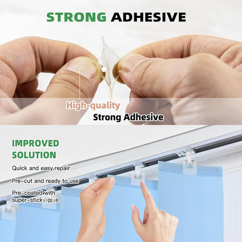 60 PCS (30 Sets) Vertical Blind Repair Tabs, Blind Repair Kit for Vertical Blinds, Clear Blind Fixer Tabs