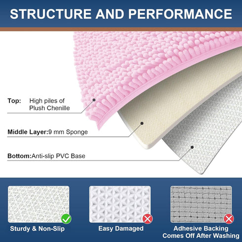 smiry Luxury Chenille Bath Rug 36''x24'', Extra Soft Absorbent Shaggy Bathroom Mat, Machine Washable Non-Slip